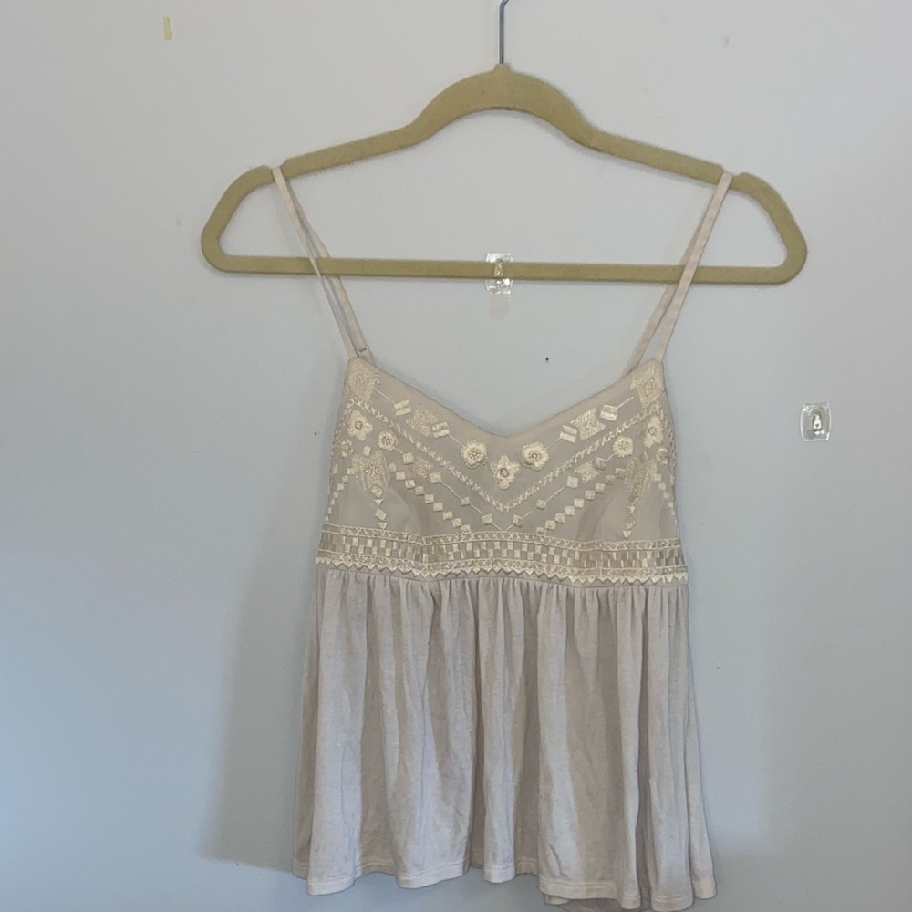 American Eagle embroidered babydoll tank top